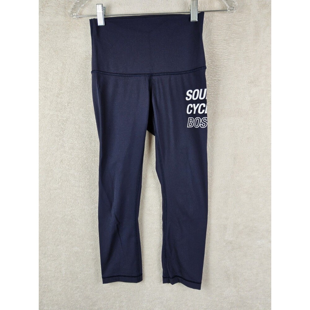 Lululemon Wunder Under Cropped Athletic Leggings Soul Cycle Boston Navy Size 4